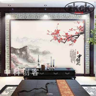 桃花背景墙打印